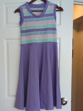 Vintage 80's Purple Striped Knit Top Sleeveless Dress